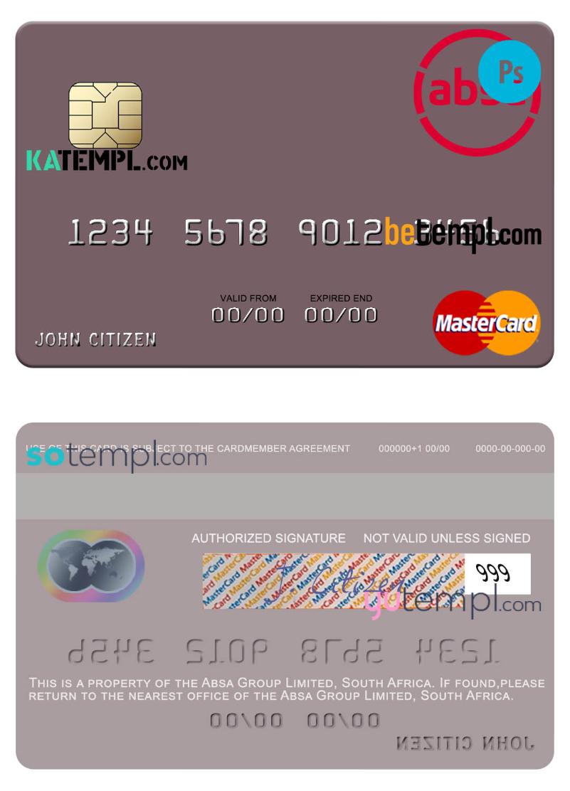 South Africa Absa Group Limited mastercard credit card template in PSD format